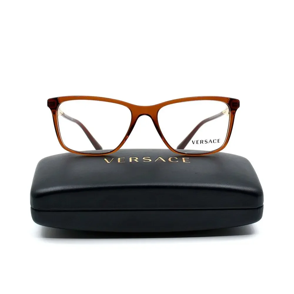 NEW VERSACE VE3299B 5324 TRANSPARENT BROWN AUTHENTIC EYEGLASSES FRAME